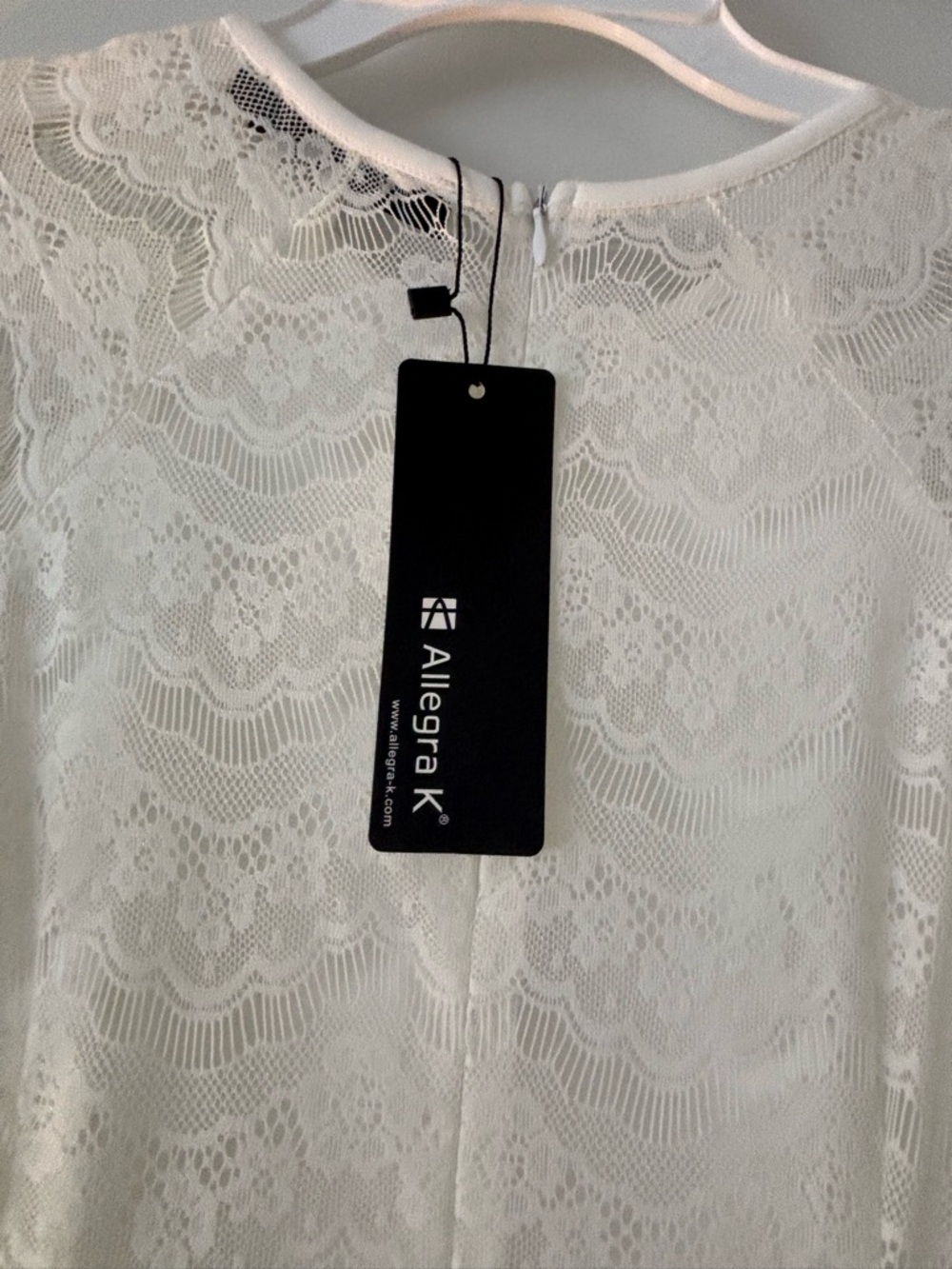 Allegra K Ivory Lace 3/4 Sleeve Dress - Picture 2 of 5